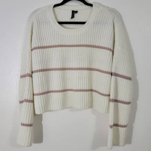 Moon & Madison Cropped Striped Long Sleeve Sweater